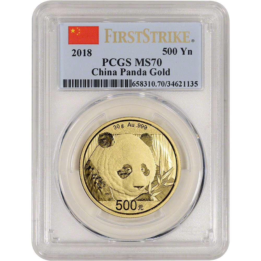 2018 China Gold Panda 30 g 500 Yuan - PCGS MS70 - First Strike [18