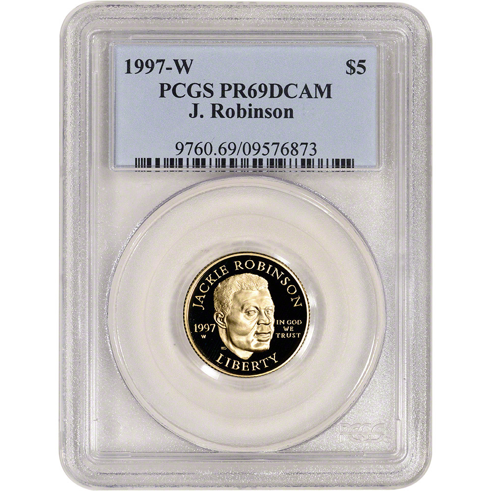 1997 W US Gold $5 Jackie Robinson Commemorative Proof - PCGS PR69