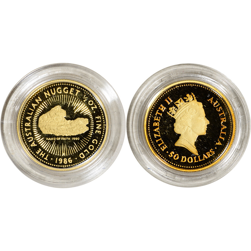 1986 P Australia Gold Nugget 4 Coin Proof Set in OGP with COA [WG