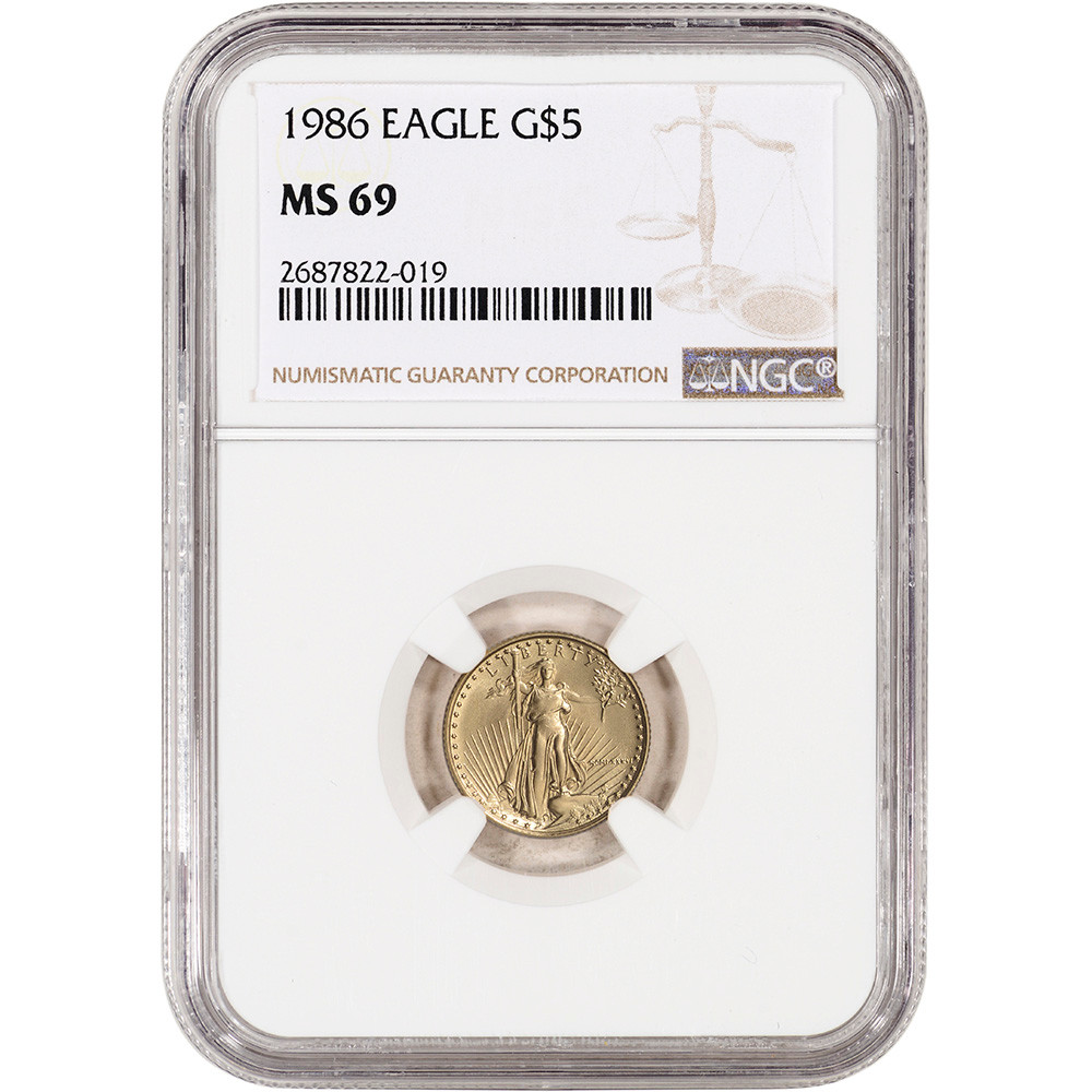 1986 American Gold Eagle 1/10 oz $5 - NGC MS69 [86-AGE-5-N-MS69
