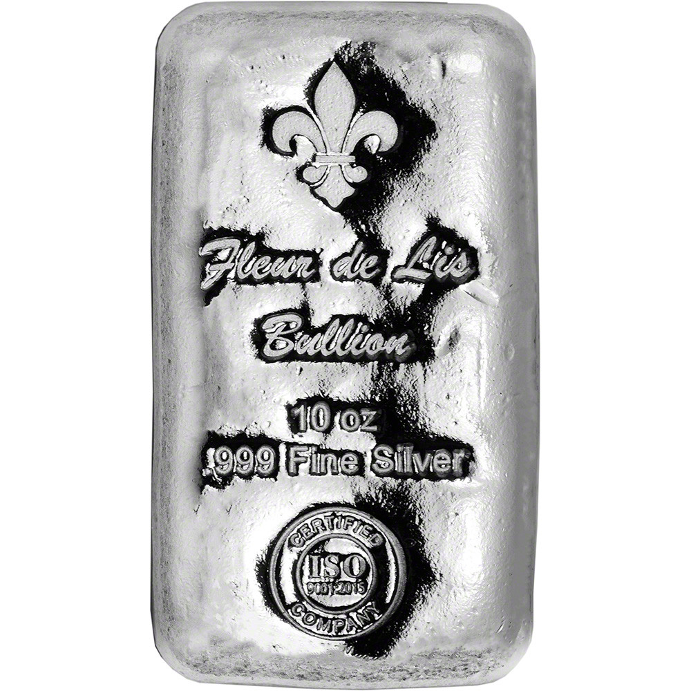 10 oz Silver Bar - Fleur de Lis Bullion - .999 Fine [SILVER-Bar