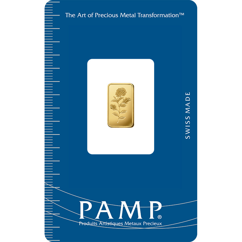 1 gram Gold Bar - PAMP Suisse - Rosa - 999.9 Fine in Sealed Assay