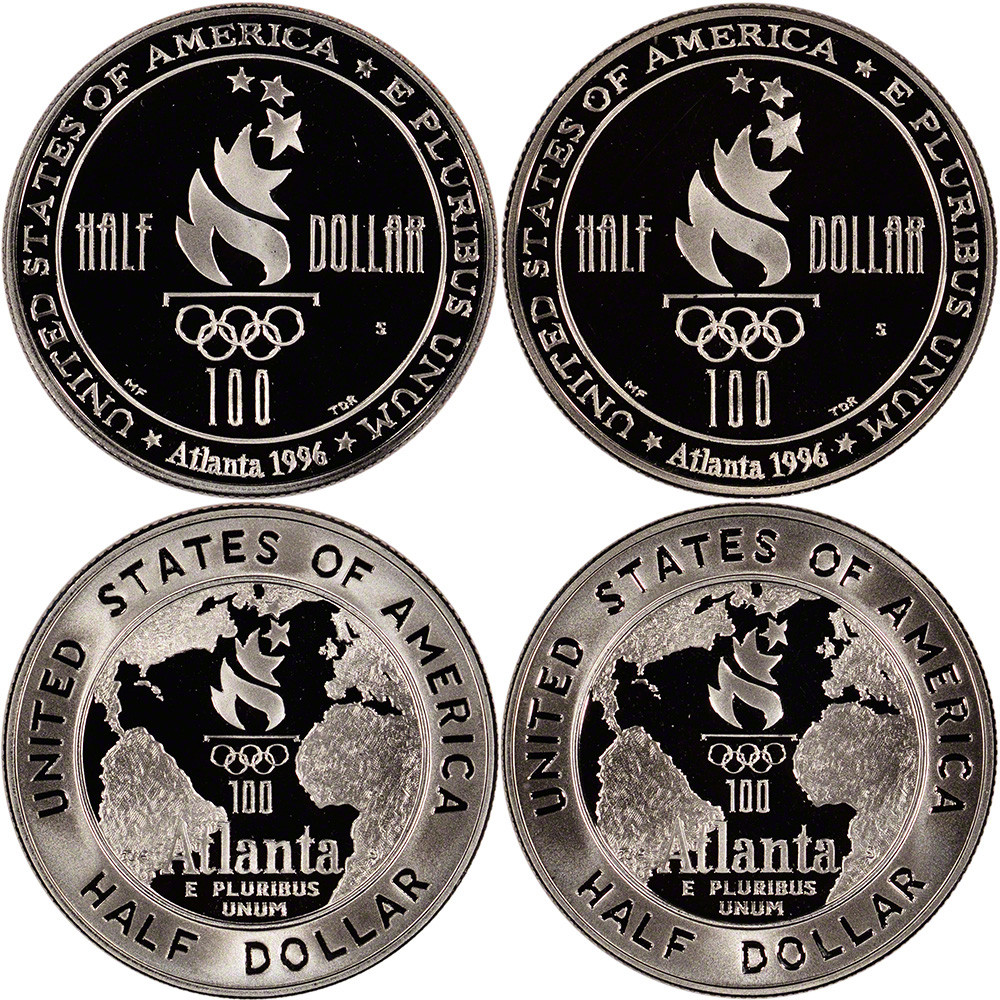 1995 & 1996 US Olympic Games 4 Coin Commemorative Half Dollar