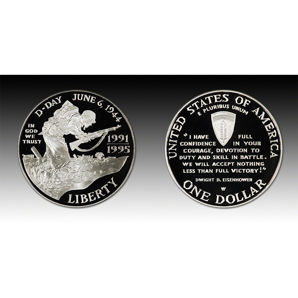 1991 - 1995 US World War II 2 Coin Commemorative Proof Set in OGP
