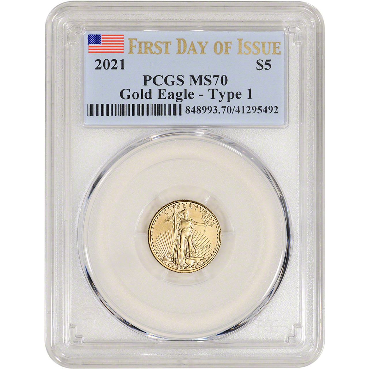 2021 American Gold Eagle 1/10 oz $5 - PCGS MS70 First Day