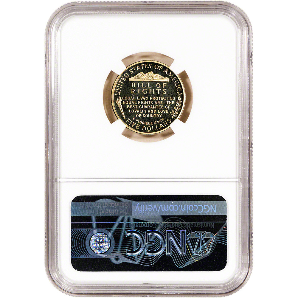 1993 W US Gold $5 Bill of Rights Commemorative Proof - NGC PF69