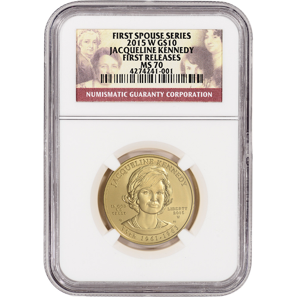 2015 W US First Spouse Gold 1/2 oz BU $10 Jackie Kennedy NGC MS70