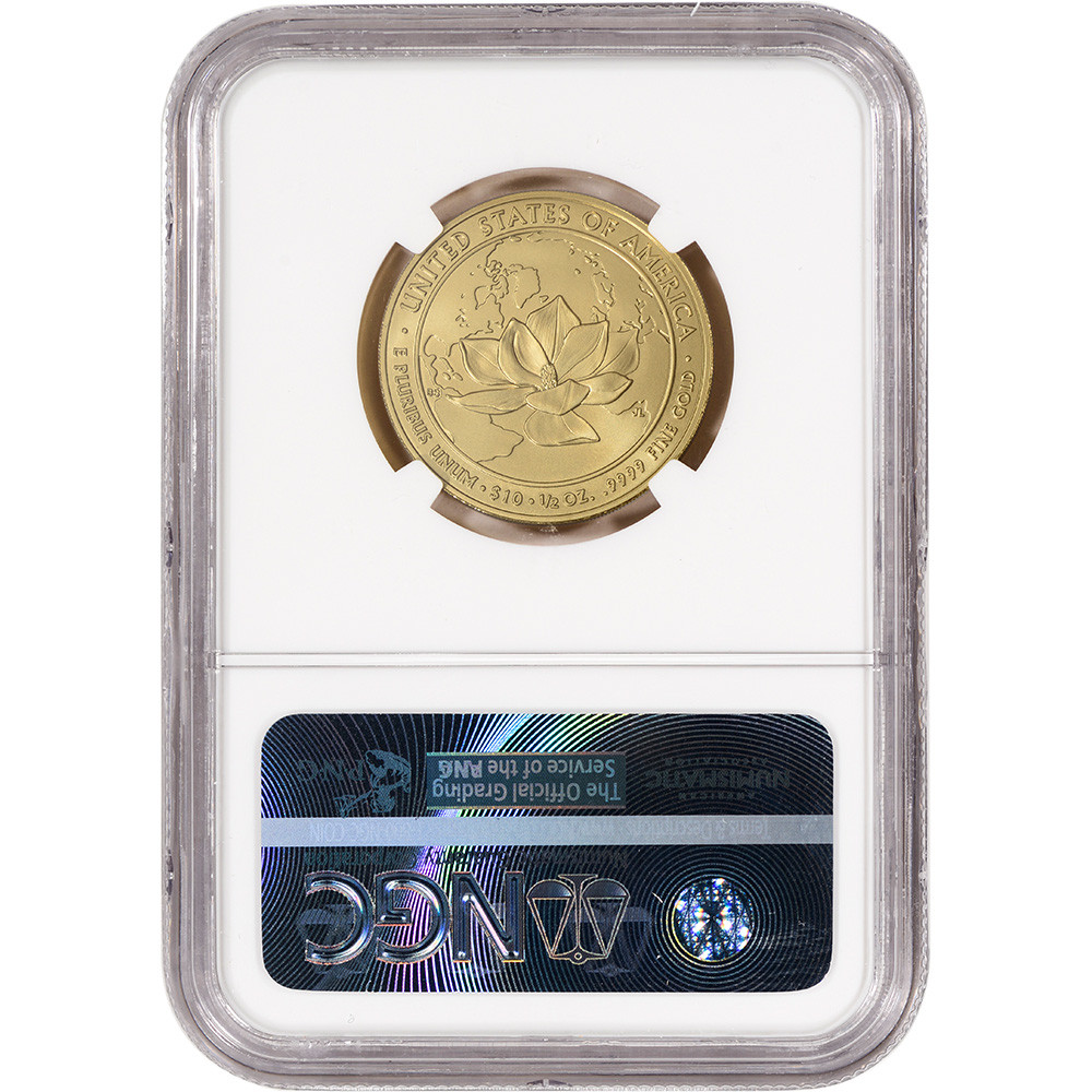 2015 W US First Spouse Gold 1/2 oz BU $10 Jackie Kennedy NGC MS70