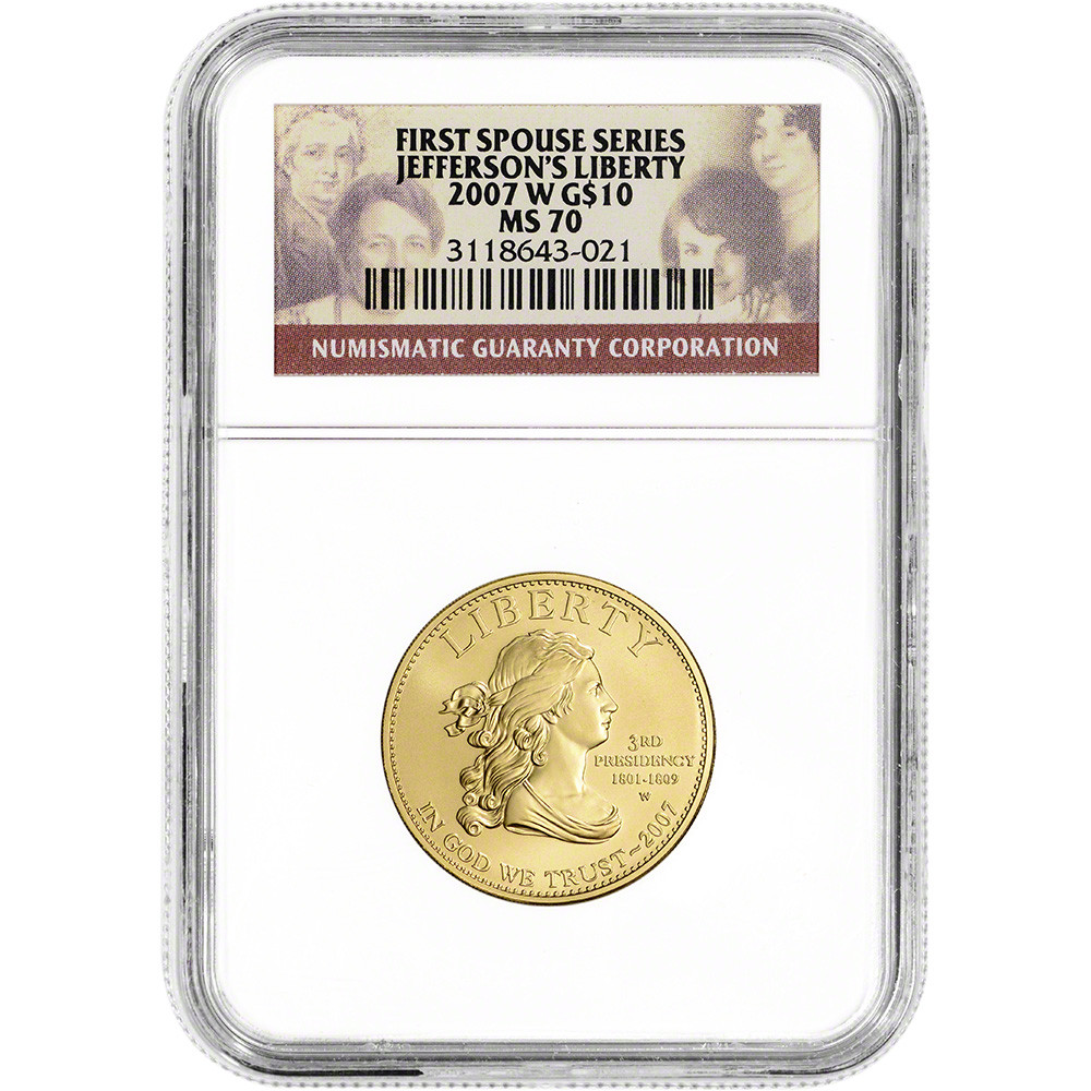 2007 W US First Spouse Gold 1/2 oz BU $10 - Thomas Jefferson's