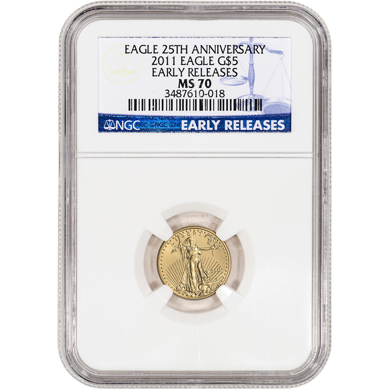2011 American Gold Eagle 1/10 oz $5 - NGC MS70 Early