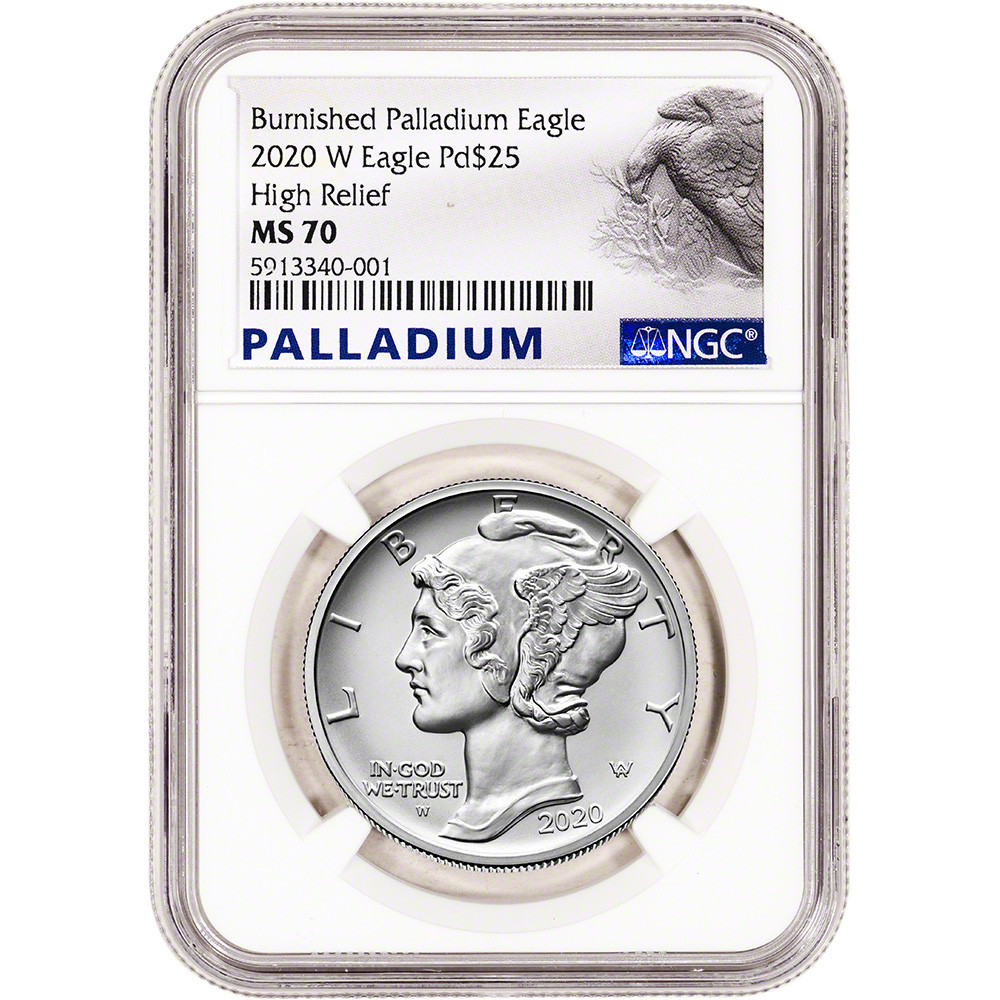 2020 W American Palladium Eagle Burnished 1 oz $25 NGC MS70 [20-W