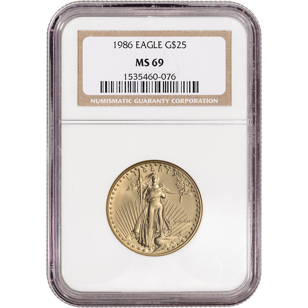 1986 American Gold Eagle 1/2 oz $25 - NGC MS69 [86-AGE-25-N