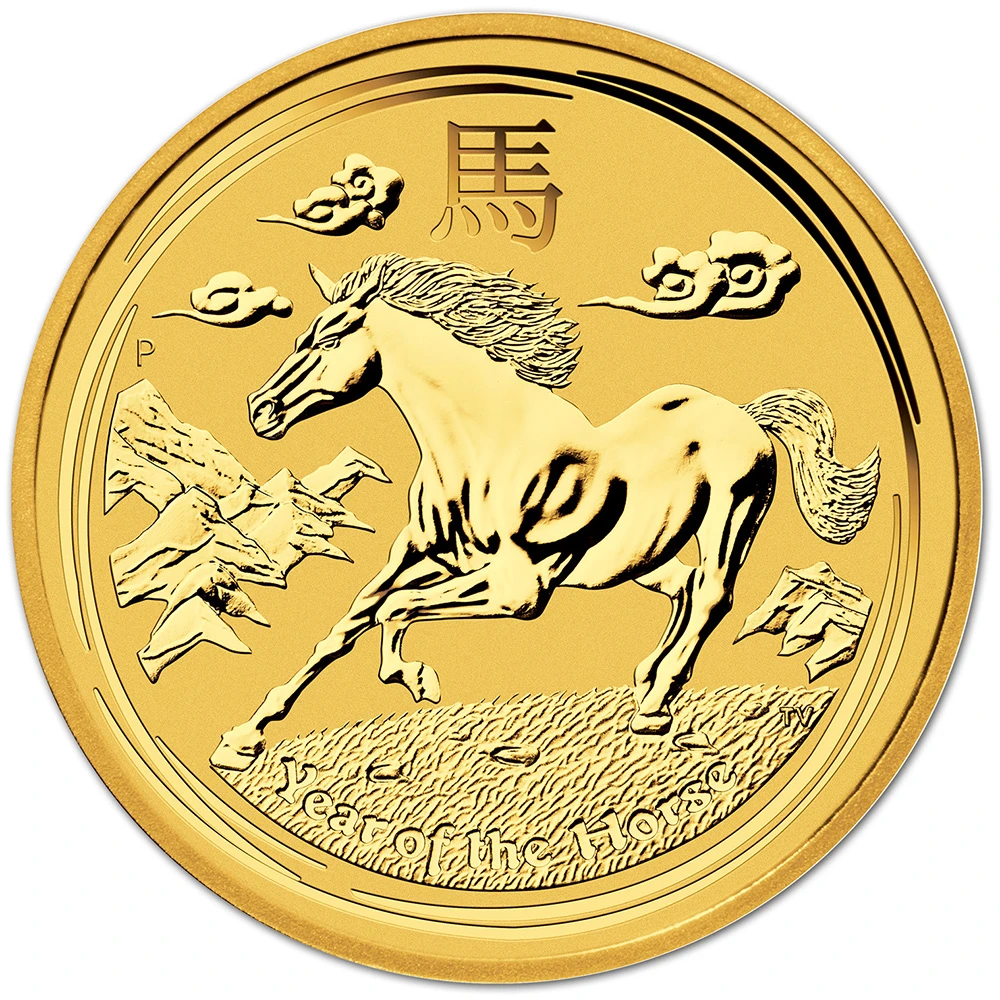 2014年 オーストラリア 干支 馬 2014 P Australia Gold Lunar Series II Year of the Horse 1/4 oz $25