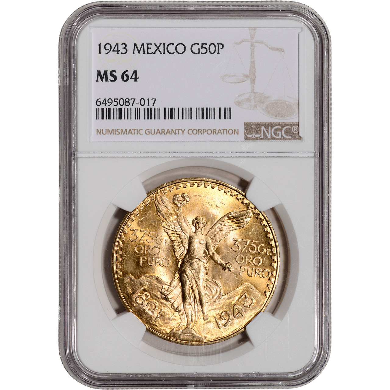 1943 Mexico Gold 50 Pesos - NGC MS64 KM-482 [WG-03071] - Liberty Coin