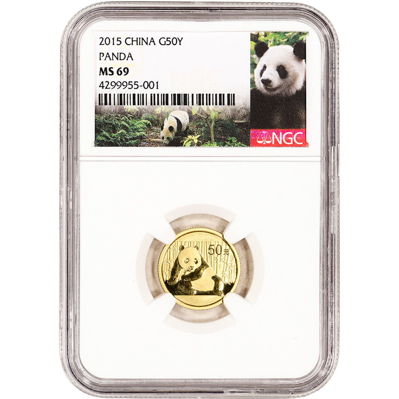 2015 China Gold Panda 1/10 oz 50 Yuan - NGC MS69 Panda Large Label 