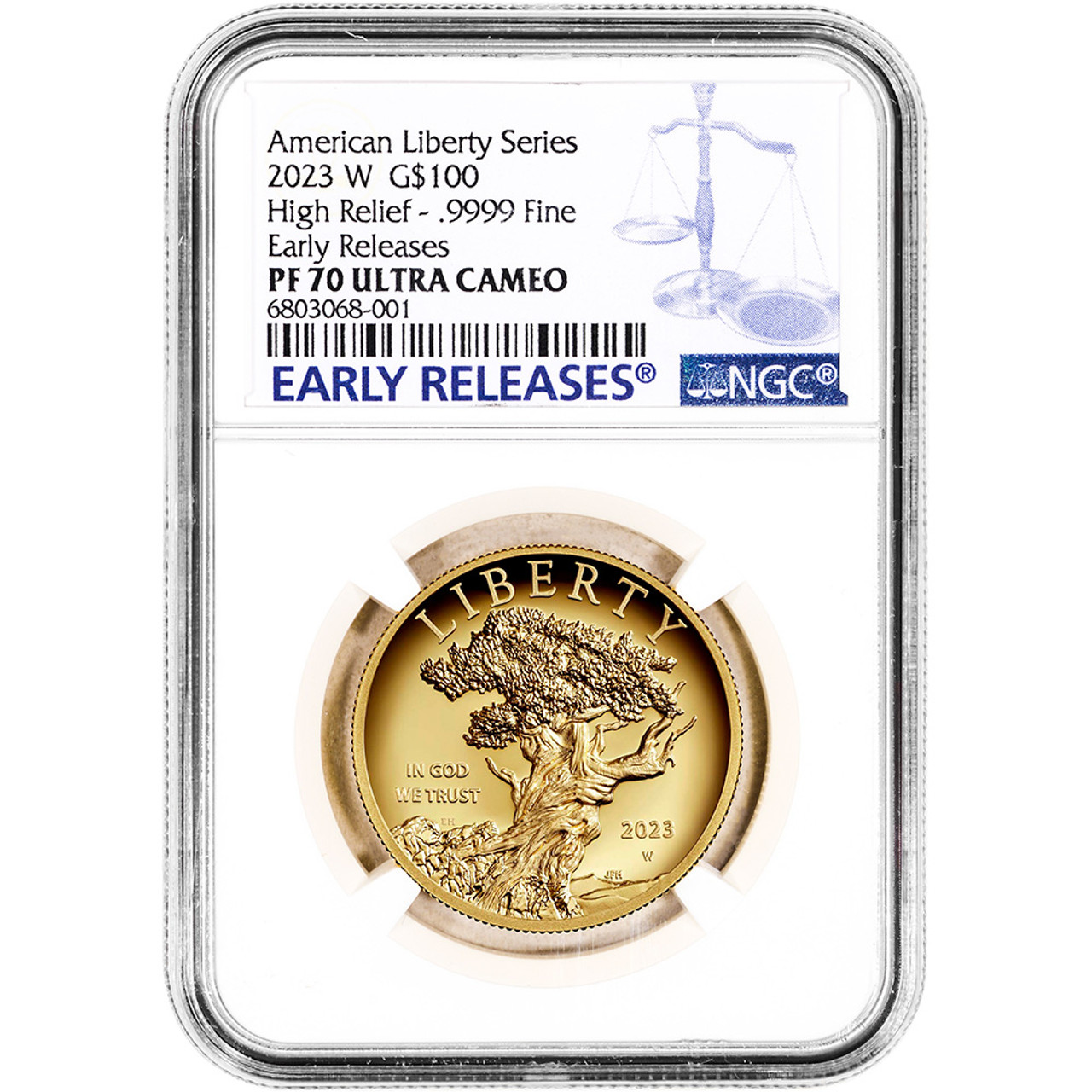 2023 W American Liberty Gold High Relief Proof 1 oz $100 NGC PF70