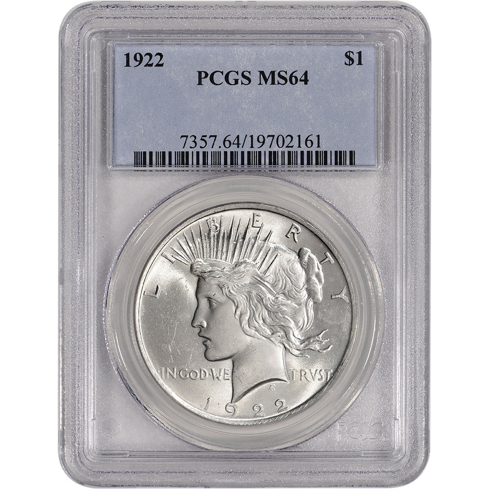 1922 US Peace Silver Dollar $1 - PCGS MS64 [PEACE-22-P-MS64-OSL