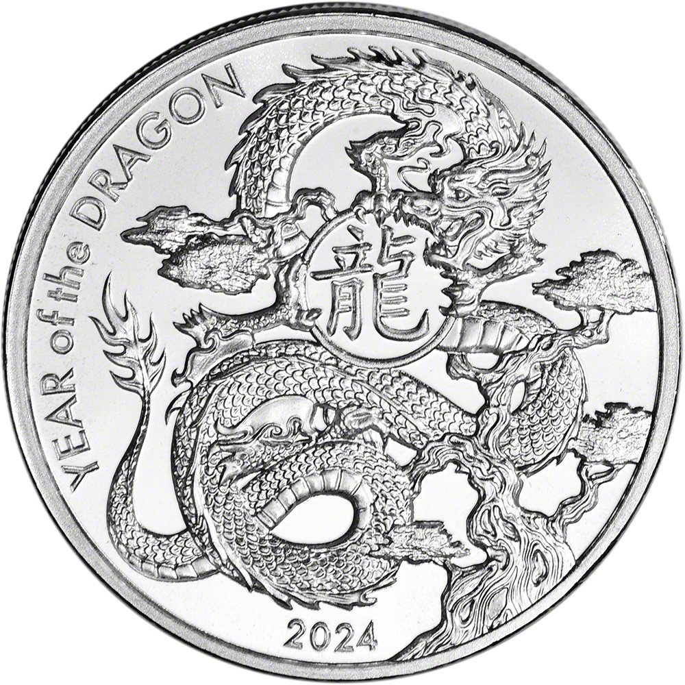 新品　ASAHI REFINING 2024年 辰年 銀貨 1オンス 1 oz Silver Round - Asahi 2024 Lunar Year of the Dragon .999 Fine