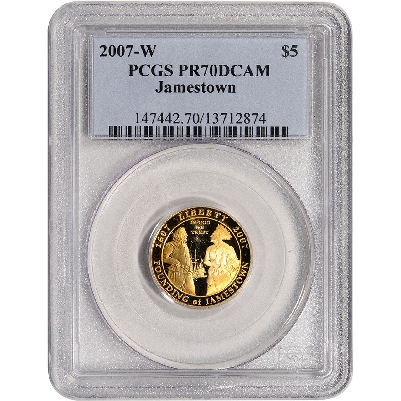 2007 W US Gold $5 Jamestown Commemorative Proof - PCGS PR70 DCAM