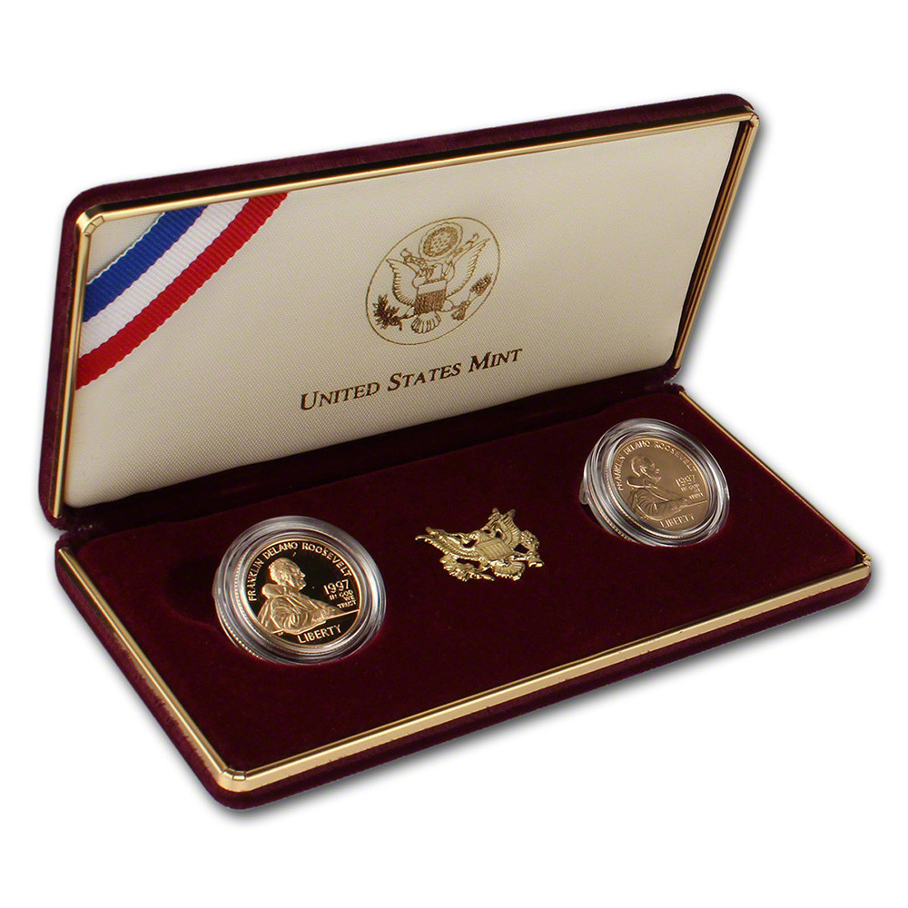 1997 US Gold $5 Franklin Delano Roosevelt 2 Coin Commemorative Set