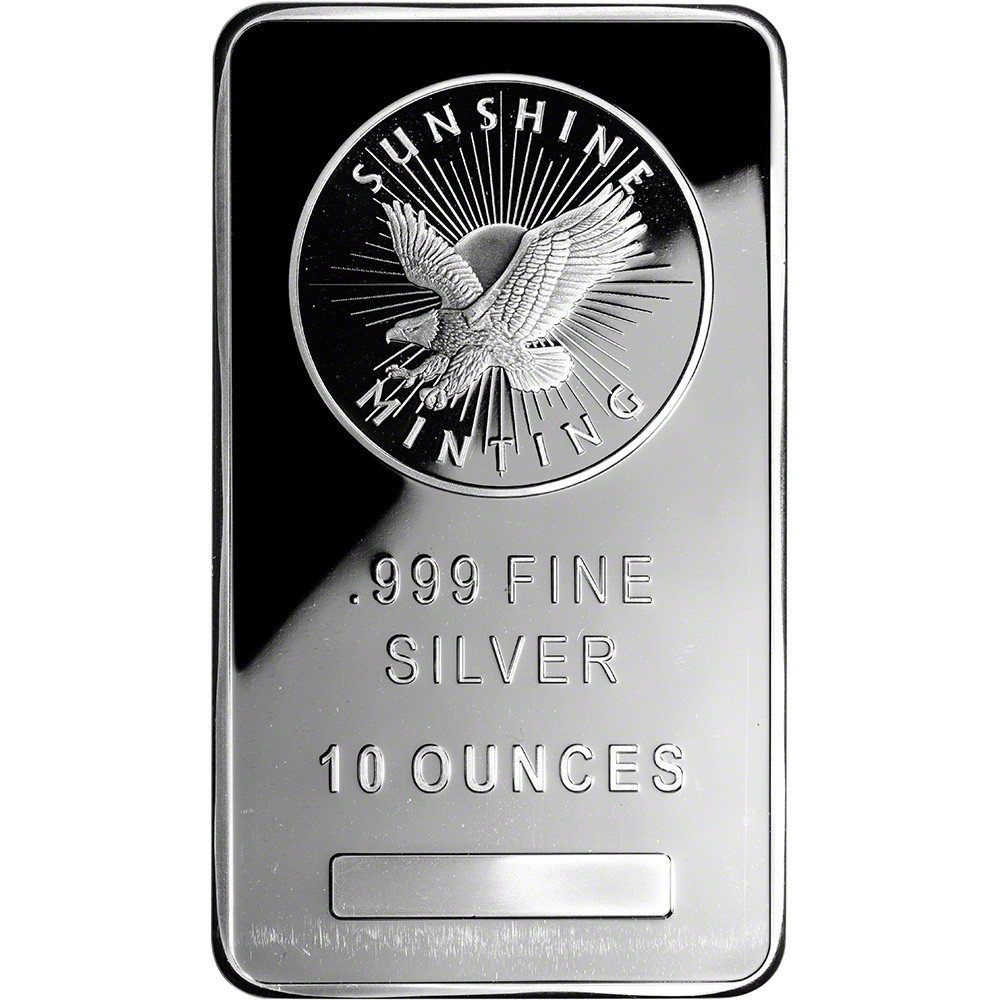 TEN (10) 10 oz. Silver Bars - Sunshine Minting - .999 Fine