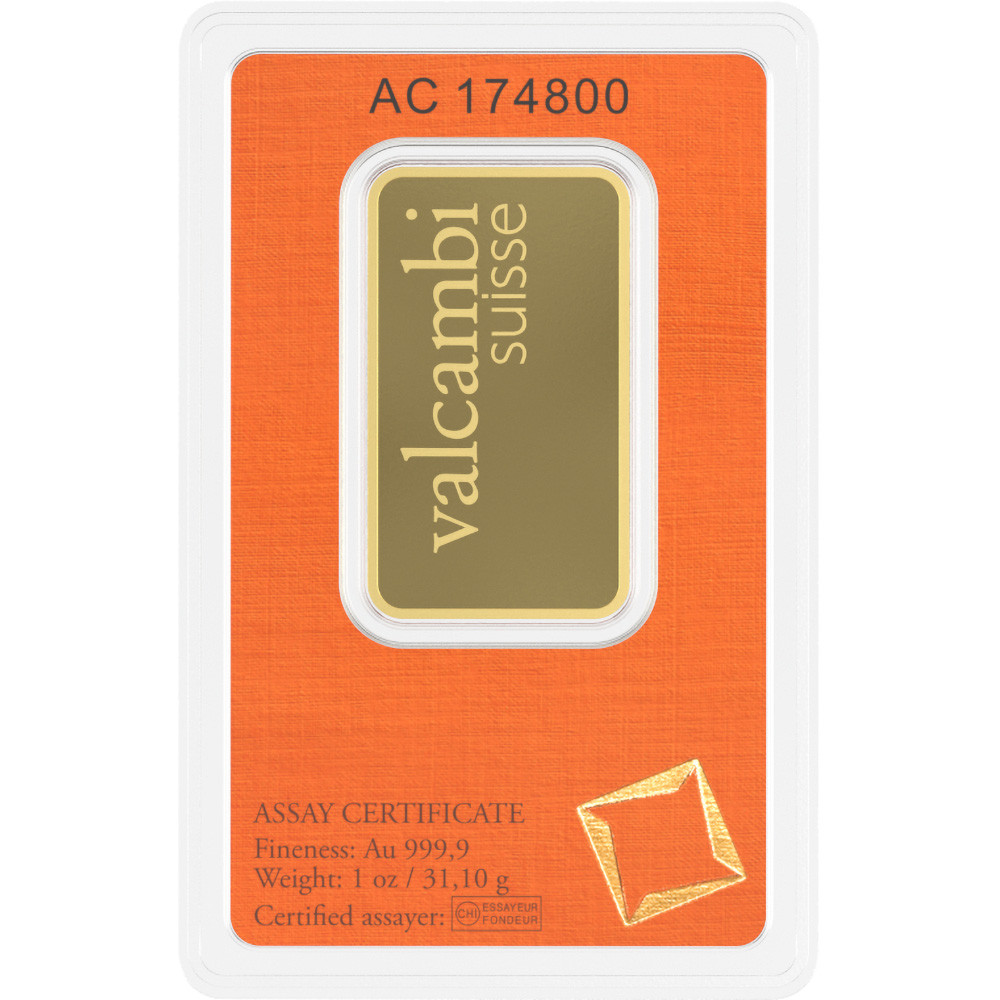 1 oz. Gold Bar - Valcambi Suisse - 999.9 Fine in Assay [GOLD-Bar