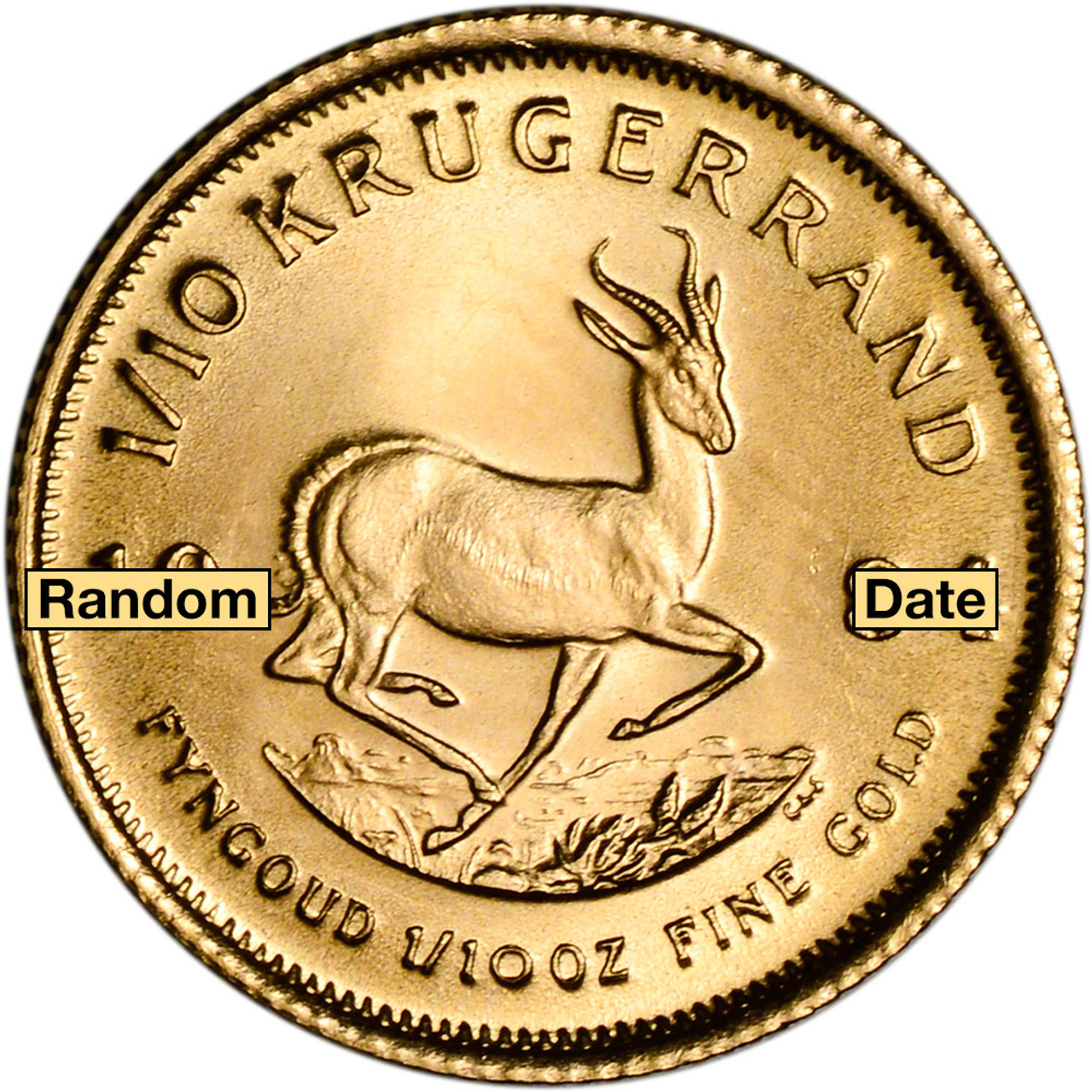 ✨️Krugerrand 1/10 OZ 南アフリカ金貨✨️ South Africa Gold Krugerrand 1/10 oz - BU - Random Date [X