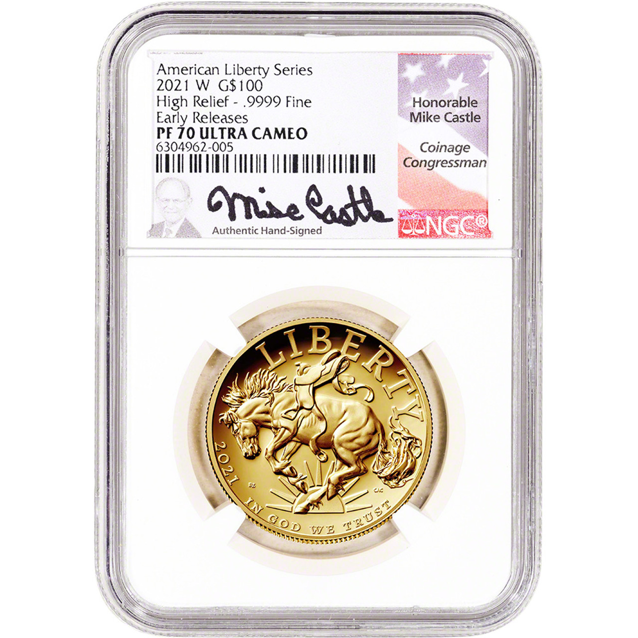 2021 W American Liberty Gold High Relief Proof 1 oz $100 NGC PF70