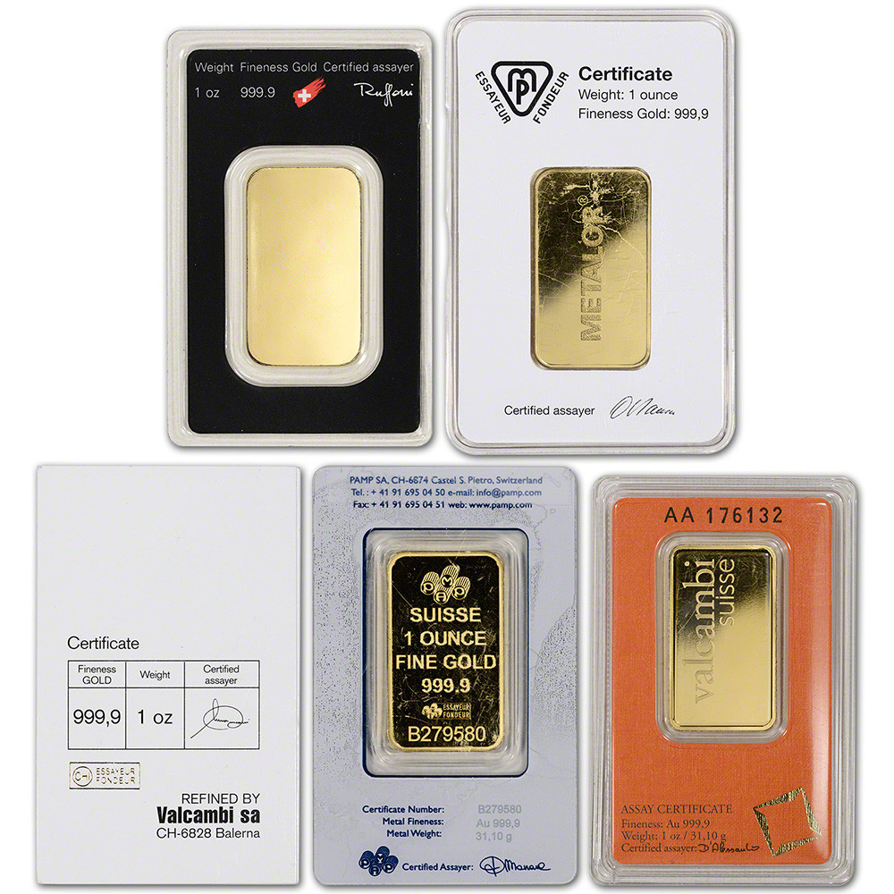 1 oz. Gold Bar - Random Brand - Secondary Market - 999.9 Fine in
