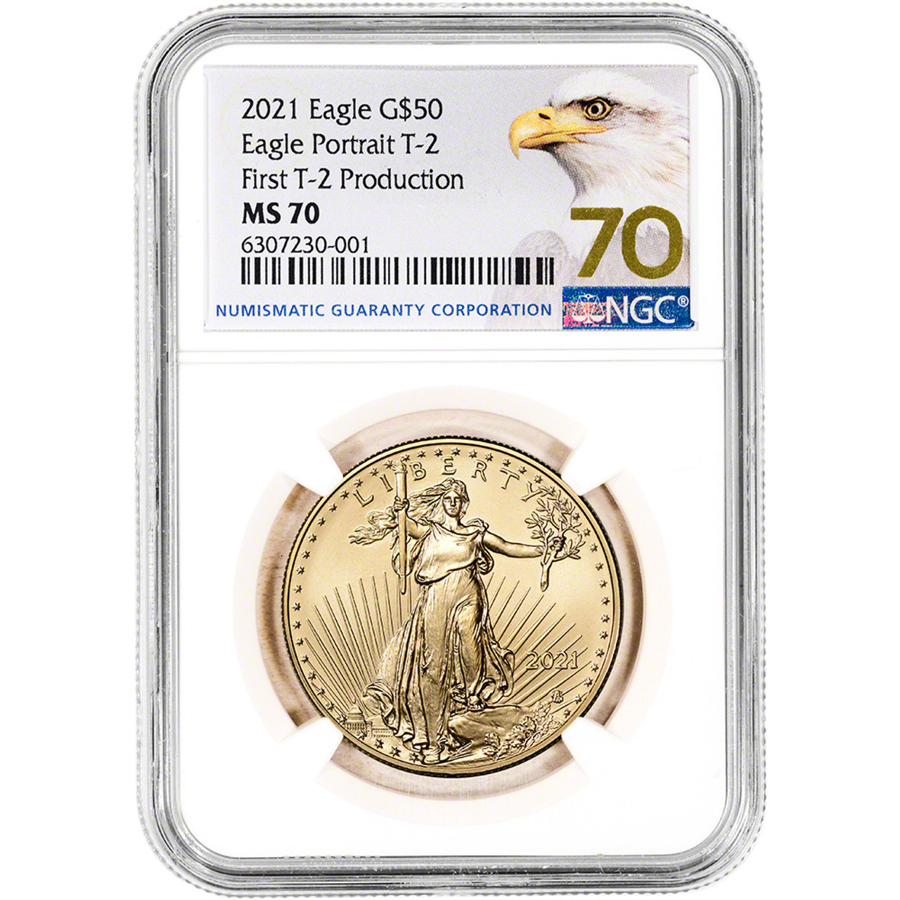 2021 American Gold Eagle Type 2 1 oz $50 NGC MS70 First Production