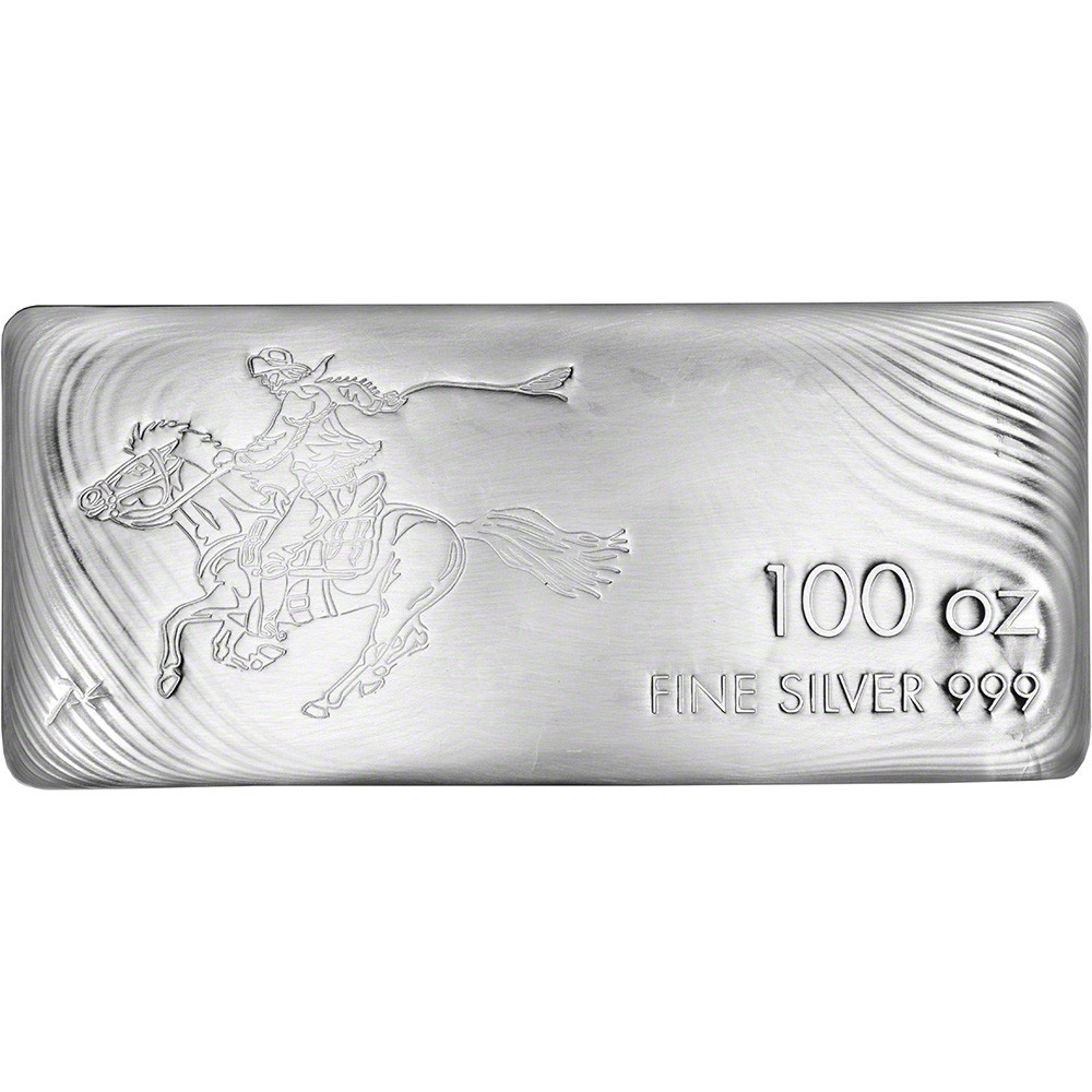 100 oz. SilverTowne Silver Bar Pony Express Design 999 Fine Poured