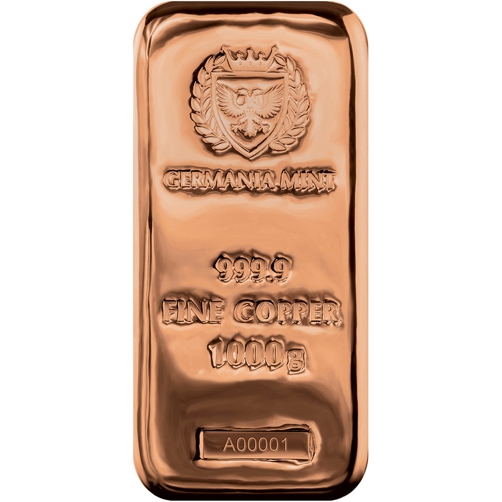 Kilo 32.15 oz Germania Mint Copper Bar 999.9 Fine [COPPERBarKiloGM