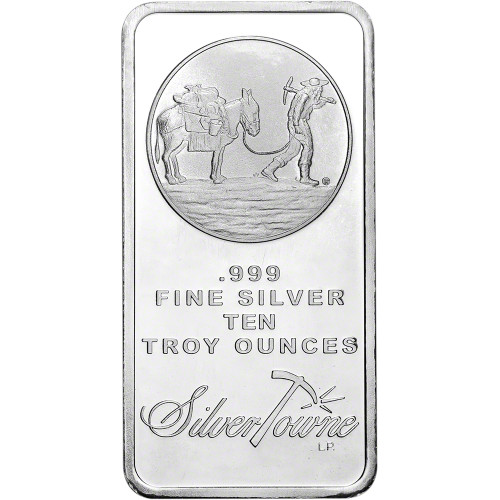 10 oz. SilverTowne Silver Bar - Trademark Prospector Design - 999 Fine [SILVER-Bar-10oz-ST-TR]