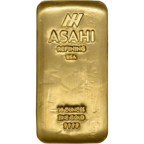 10 oz Gold Bar - Asahi Refining USA - Cast .9999 Fine [GOLD-Bar-10oz-ASAHI-Cast]