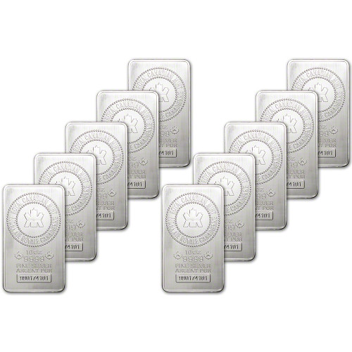 TEN (10) 10 oz. RCM Silver Bar - Royal Canadian Mint .9999 Fine [SILVER-Bar-10oz-RCM(10)]