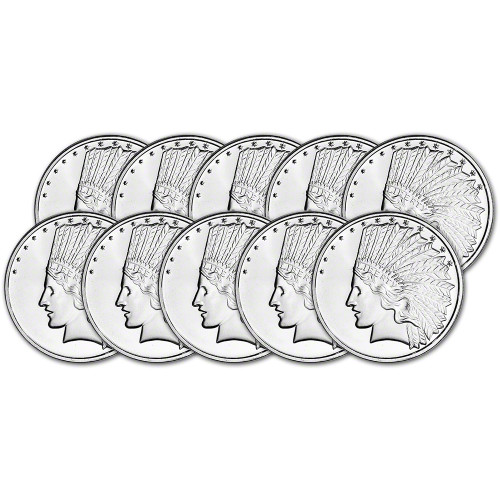 1 oz SilverTowne Silver Round - $10 Indian Design - 999 Fine