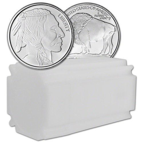 TWENTY 1 oz. SilverTowne Silver Round Buffalo Design  999 Fine Tube of 20 [SILVER-Rnd-1oz-ST-BUF(20)]