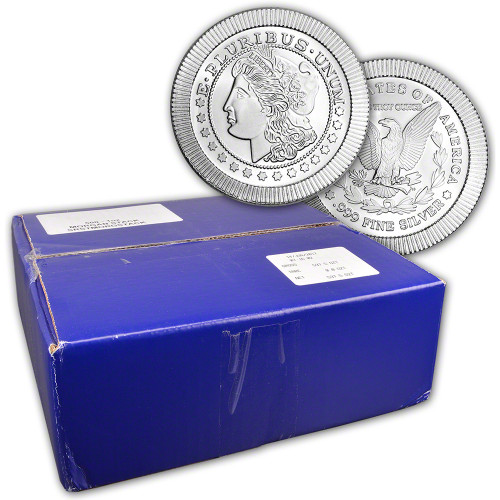 FIVE-HUNDRED (500) 1 oz. Silver Round - A-Mark Morgan Stackable .999 AMARK [SILVER-Rnd-1oz-AMARK-MORG(500)]