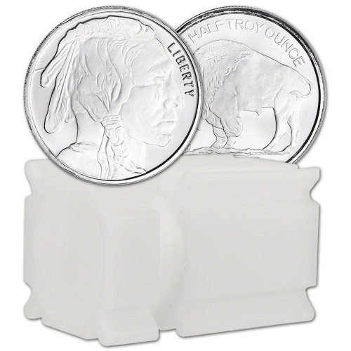 TWENTY (20) 1/2 oz. Highland Mint Silver Round Buffalo .999  Roll Tube of 20 [SILVER-Rnd-0.5oz-HM-BUF(20)]