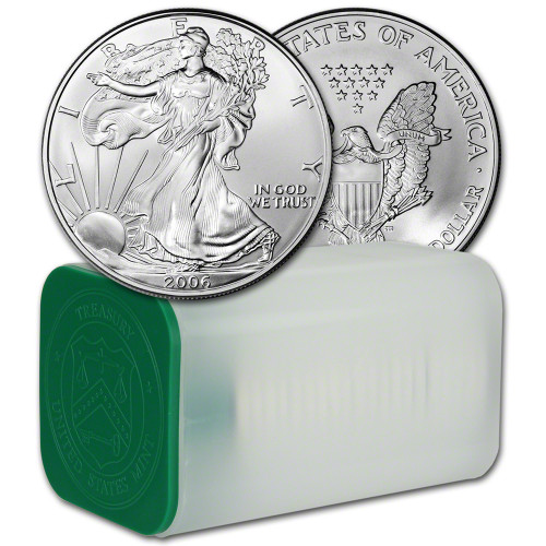 2006 American Silver Eagle 1 oz $1 - 1 Roll - Twenty 20 BU Coins in Mint Tube [06-ASE-BU(20)]