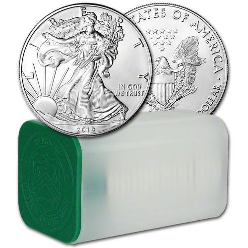 2019 American Silver Eagle 1 oz $1 - 1 Roll - Twenty 20 BU Coins in Mint Tube [19-ASE-BU(20)]