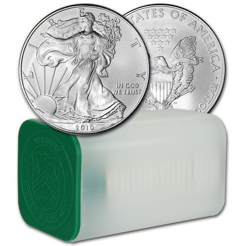 2010 American Silver Eagle 1 oz $1 - 1 Roll - Twenty 20 BU Coins in Mint Tube [10-ASE-BU(20)]