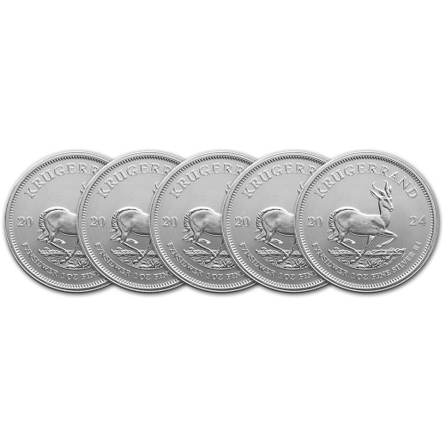 2024 South Africa Silver Krugerrand 1 oz 1 Rand - BU Five 5 Coins [24-KR-S1-BU(5)]