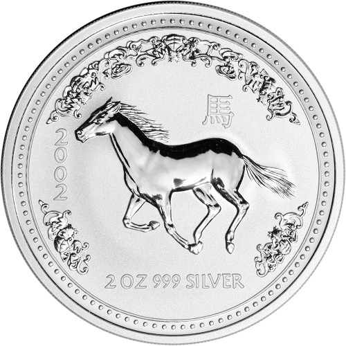 2002 Australia Silver Lunar Series I Year of the Horse 2 oz $2 - BU [02-HORSE-S2-BU]