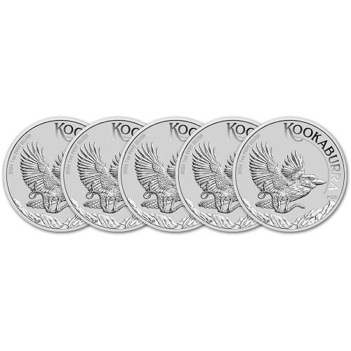 2024 P Australia Silver Kookaburra 1 oz $1 - BU - Five 5 Coins [24-P-KOOK-S1-BU(5)]