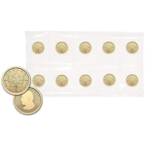 2024 Canada Gold Maple Leaf 1/2 oz $20 - BU - Sheet of Ten 10 Coins [24-CML-G20-BU(10)]