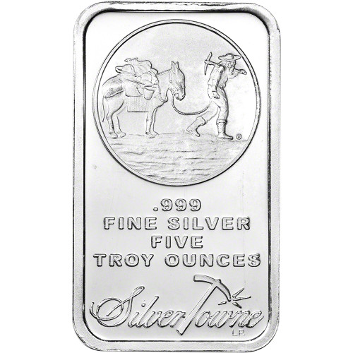 5 oz. SilverTowne Silver Bar - Trademark Prospector Design - 999 Fine [SILVER-Bar-5oz-ST-TR]