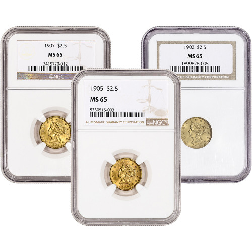 US Gold $2.50 Liberty Head Quarter Eagle - NGC MS65 - Random Date and Label [X-USG-LIB-2.5-N-MS65-XLABEL]