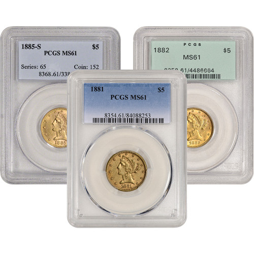 US Gold $20 Liberty Head Double Eagle - PCGS MS61 - Random Date