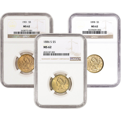 US Gold $5 Liberty Head Eagle - NGC MS62 - Random Date and Label [X-USG-LIB-5-N-MS62-XLABEL]